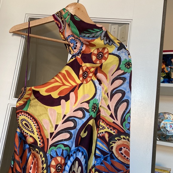 NWT ZARA Asymmetric Sleeve Side Slit Tropical Print Dress Blogger Favorite Small - Picture 5 of 10